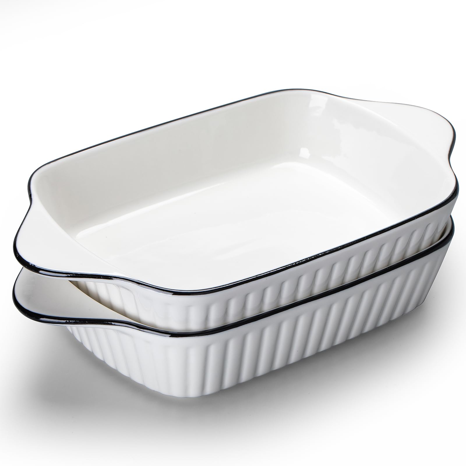 Baking Dishes Set of 2, 10.5'' Lasagna Dish, Rectangular Ceramic Baking Dishes with Handles, Ceramic Baking Dish, Baking Dish, Lasagna Pan, Suitable