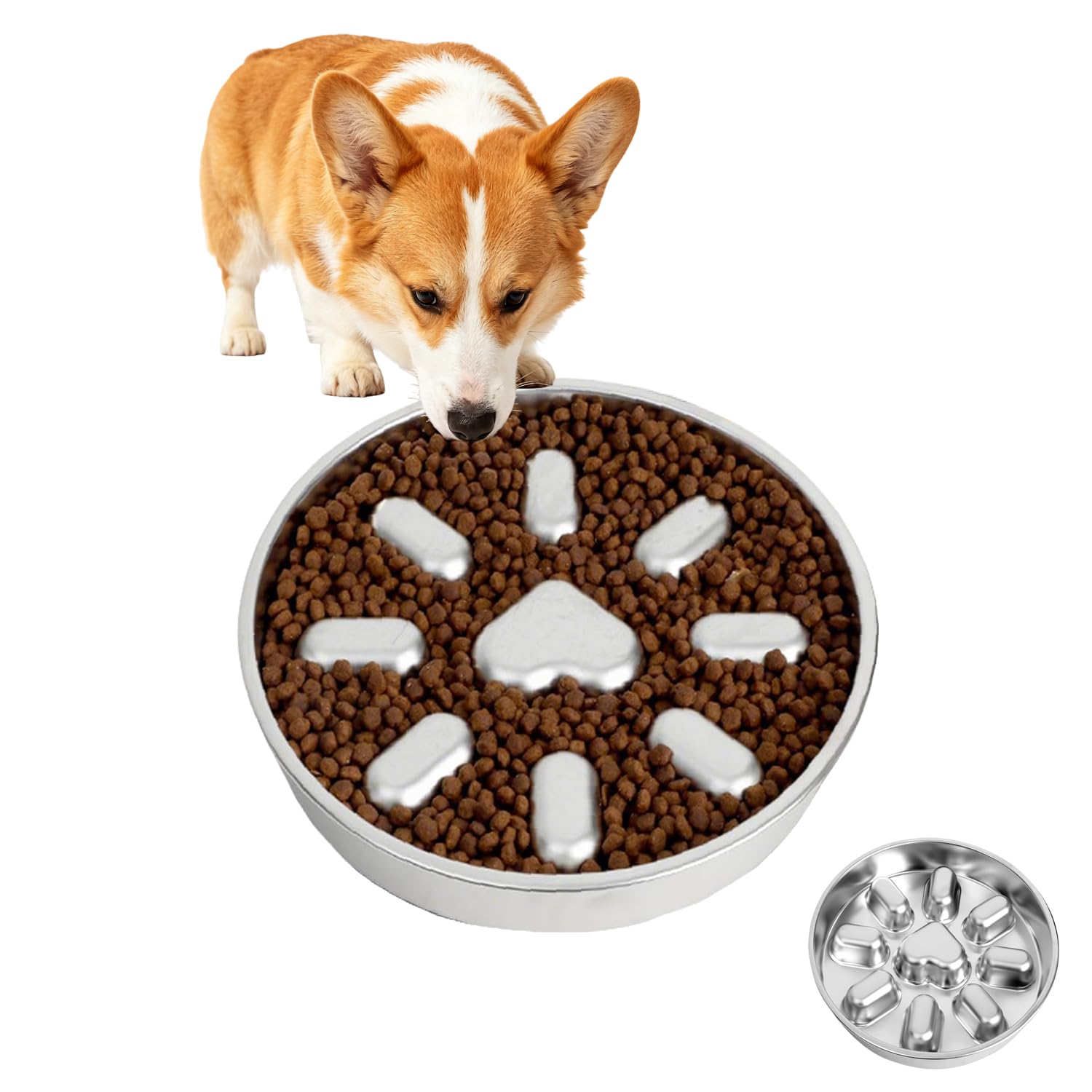 Ciotola Per Cani In Acciaio Inox 304, Slow-Eating Bowl Per Cani Gatti, Ciotole Cane Slow Feeder, Alimentatore Quotidiano Adatto Per Gatti e Cani, Con Cuscino Antiscivolo, 23 Cm