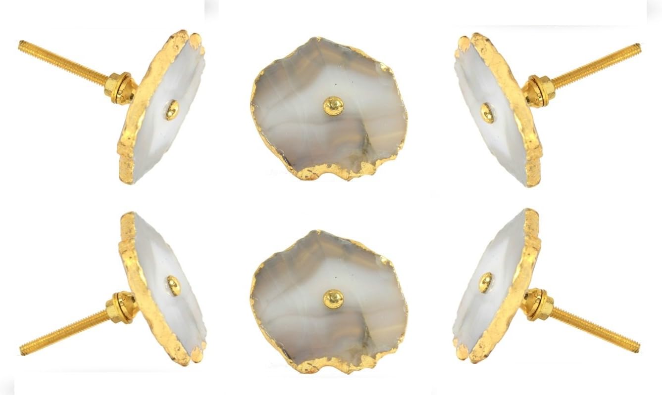 TRINCA-FERRO Set Of 6 Drawer Knobs Ceramic Simple FlowerPink Copper