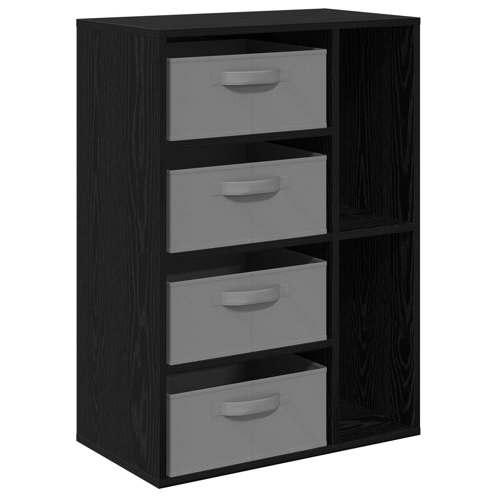 Credenza in rovere nero, 60 x 33,5 x 84 cm | Legno di ingegneria durevole, ripiani spaziosi, maniglie incassate, mobili multiuso soggiorno o sala da pranzo