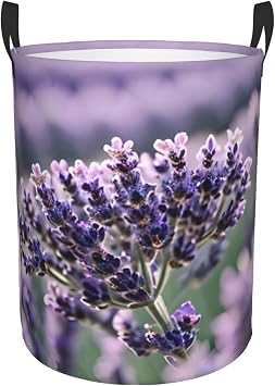 Lavender Flower Round Dirty Laundry Basket,Ideal Dirty Clothes Bag For Household Essentials Storage Needs