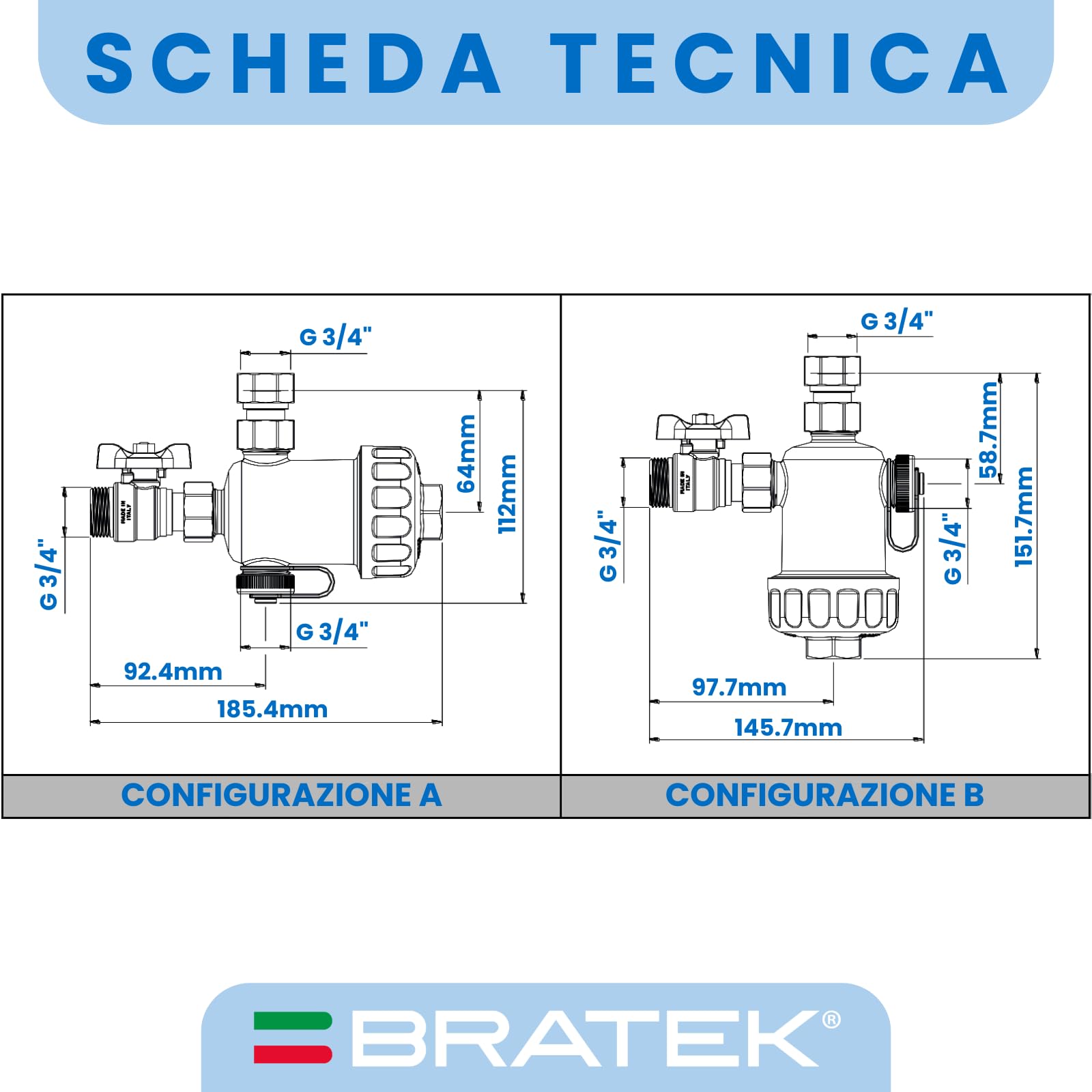Bratek Kit Salva Caldaia a Condensazione con Defangatore Magnetico, Neutralizzatore Condensa Acida, Dosatore Polifosfati, 7 Cartucce di Ricarica - Protegge la Caldaia da Ruggine, Sabbia, Calcare