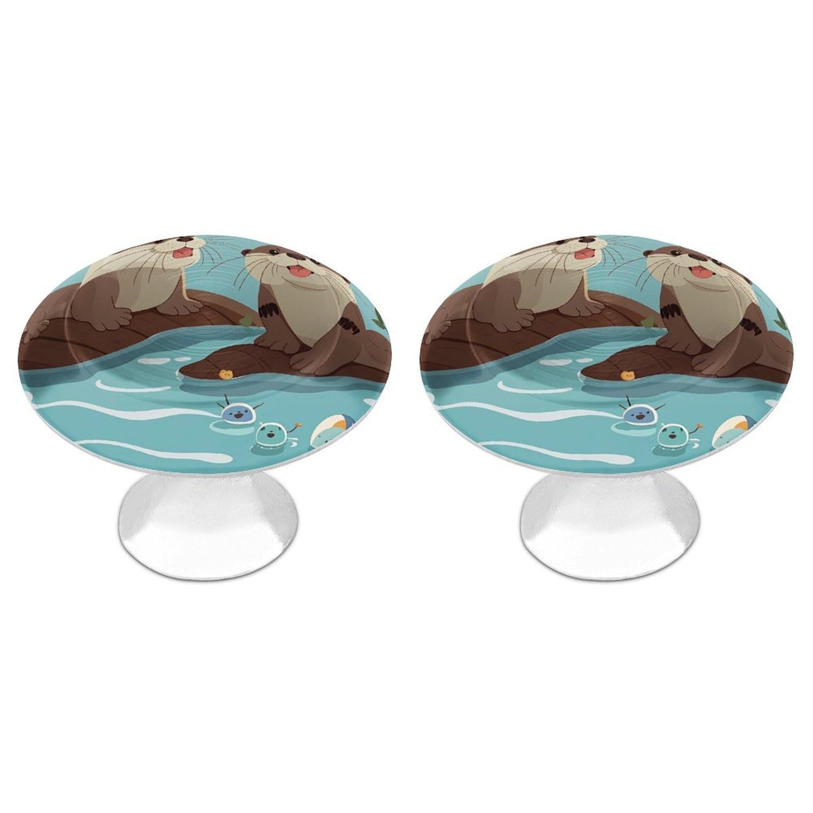 FekiLoot Otters Cabinet Knob 2 Pack Mini Round Drawer Pulls Stainless Steel Dresser Drawer Knobs Kitchen Drawer Hardware for Bathroom Dresser Closet Door Knobs