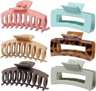 Big Hair Claw Clips for Women & Girls, 4.3 Inch Nonslip Large Claw Clip for Thin Thick Curly, 2 Styles Hair Strong Hold Hair Clips Acrylic Banana Rectangle Claw Clips Matte Hair Clips Hair Clamps Hair Styling Accessories