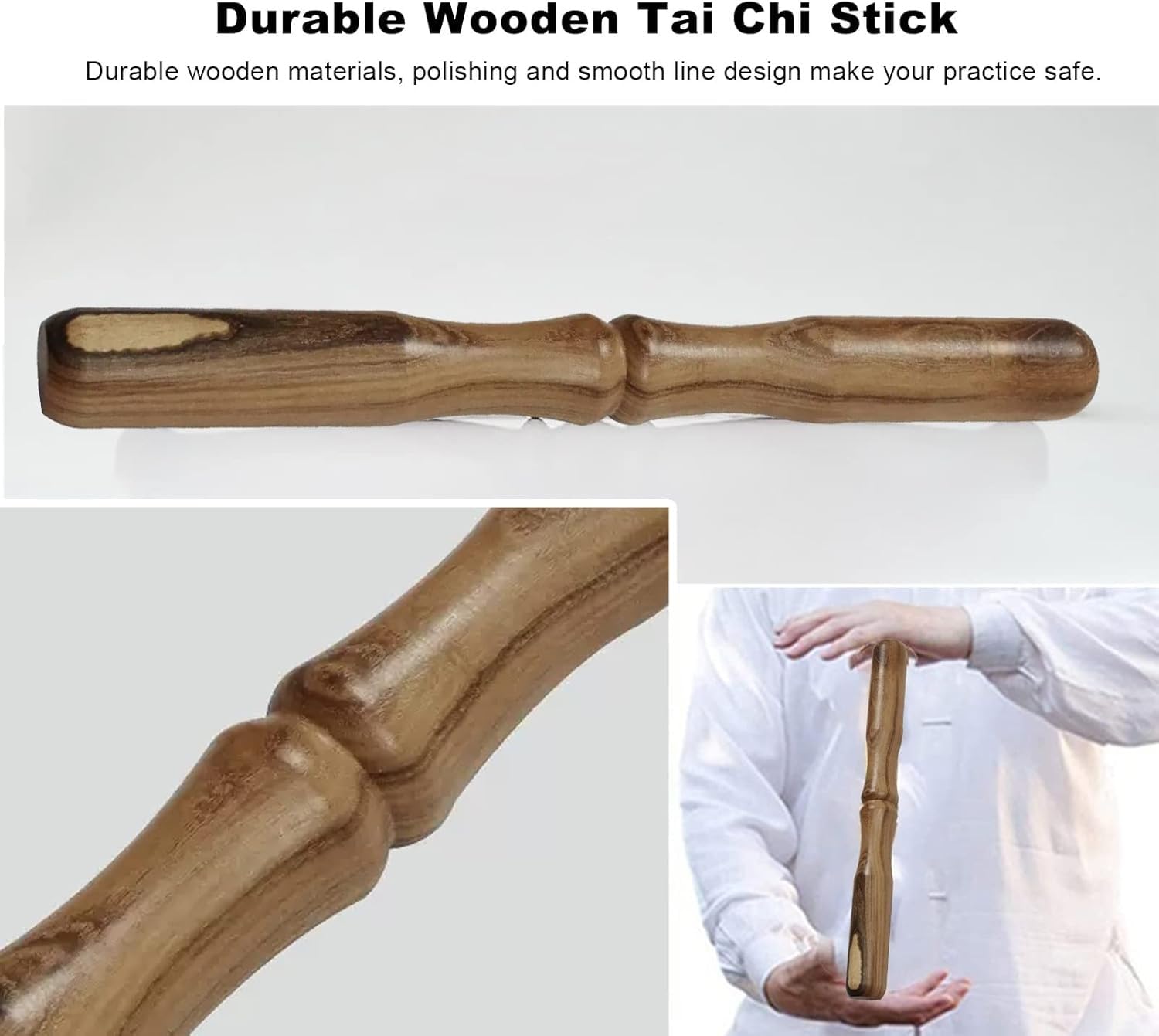 Drewniany kij Tai Chi, linijka Tai Chi, linijka do sztuk walki z litego drewna, tradycyjne chińskie kije Tai Chi Bang, przenośne gładkie ćwiczenia postawy Kung Fu, oszczędność miejsca