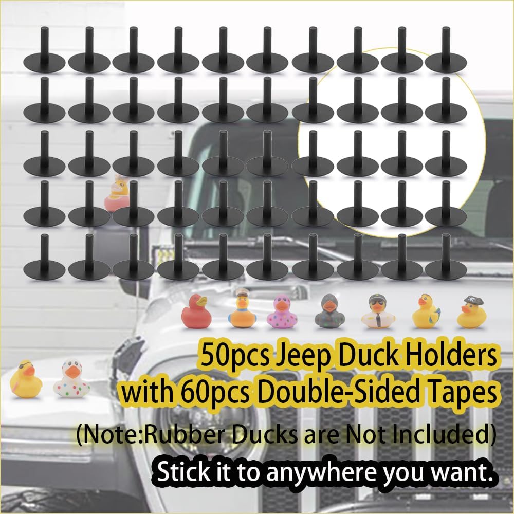 50pcs Jeep Duck Holder Plastic Dash Mount with 60pcs Double-Sided Adhesive Stickers for Jeep Dashboard, Rubber Duck Not Included image 4
