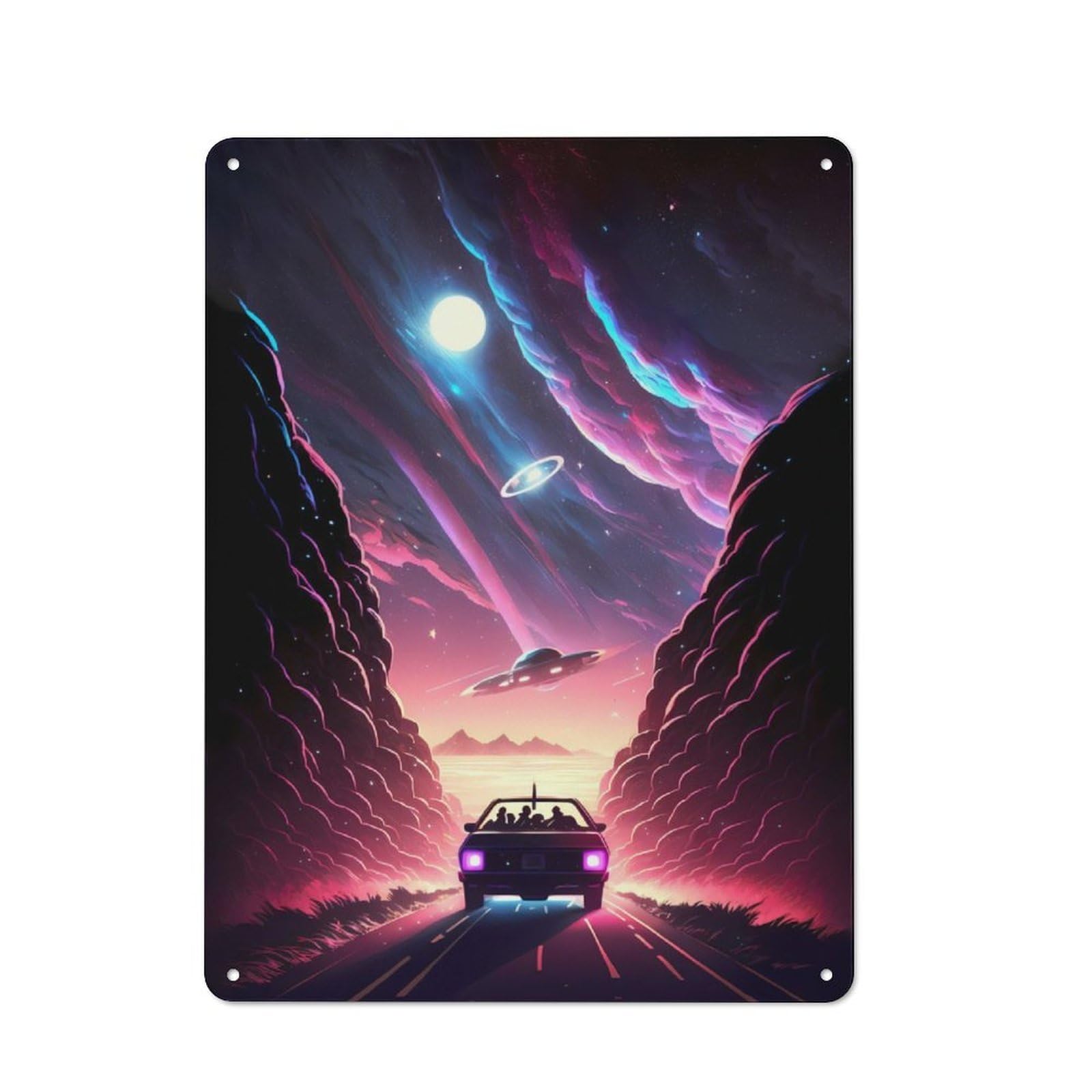 Junmoney Ufo Encounter Printed Metal Sign 40X30cm For Pub Or Café, With Clear Industrial Wall Decor Character