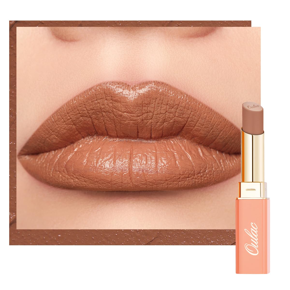 Oulac Satin Matte Lipstick, Nude Beige Long Lasting Lip Stick, Full Coverage with Smooth Creamy Texture Lip Colour