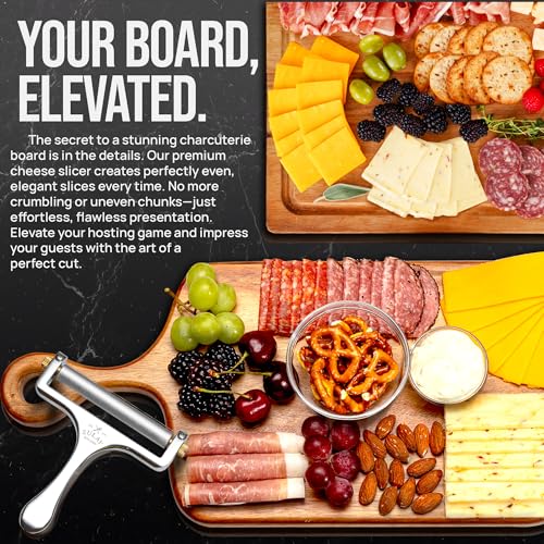 Zulay Cheese Slicer with Adjustable Thickness - Heavy Duty Stainless Steel Cheese Slicers with Wire - Premium Wire Cheese Slicer for Soft & Semi-Hard Cheeses - 2 Extra Wires Included (Silver) - Image 7