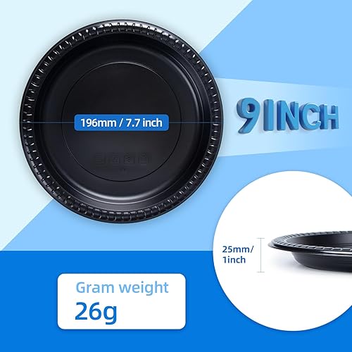 Miniatura 10 de YANGRUI Platos de plástico reutilizables, 10 pulgadas, 3 compartimentos, aptos para microondas, platos desechables de grado alimenticio, platos de