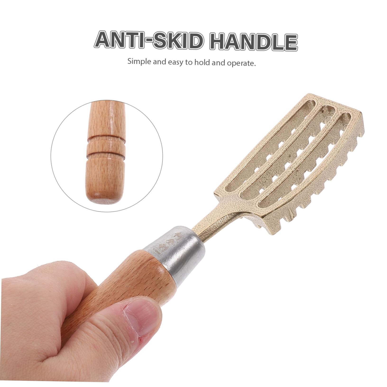Hohopeti Desquamatore di pesce giapponese portatile con manico antiscivolo e denti seghettati in ottone per cucina e professionale