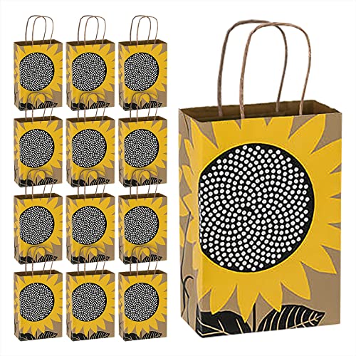 Kleine Papier-Geschenktüten mit Sonnenblumen-Motiv, 14 x 8,3 x 21,6 cm, 12 Stück Cover