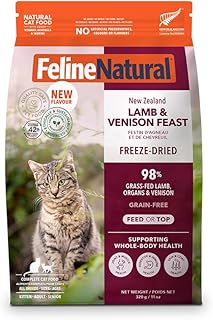 Feline Natural Grain-Free Freeze-Dried Cat Food, New Zealand Lamb & Venison 11oz