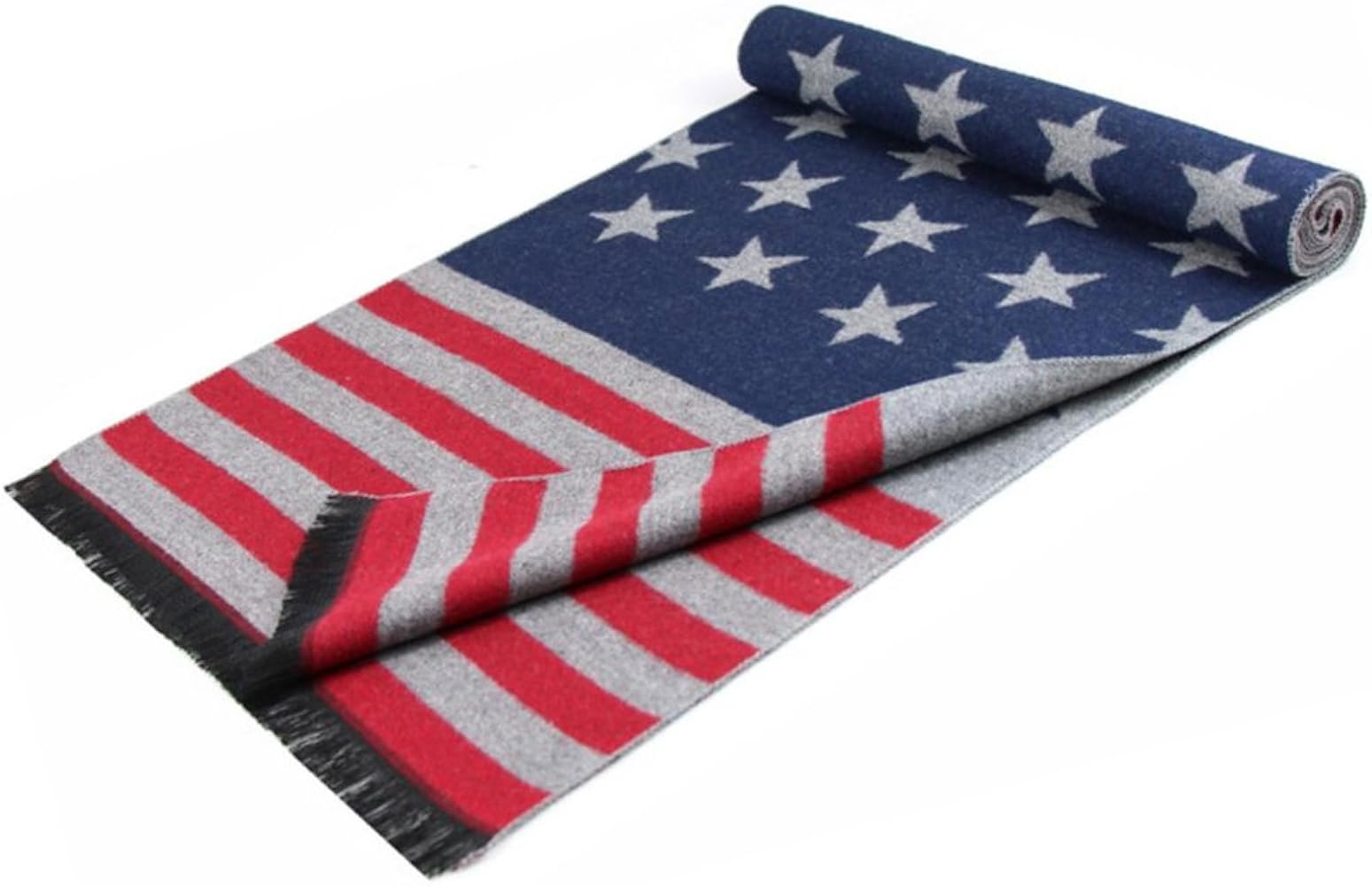 AZYOUNG USA Flag Men's Winter Warm Knitted Plant Cotton Plaid