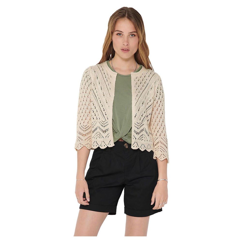 JdY Women's JDYSUN 3/4 Cropped Cardigan KNT, Tapioca, S