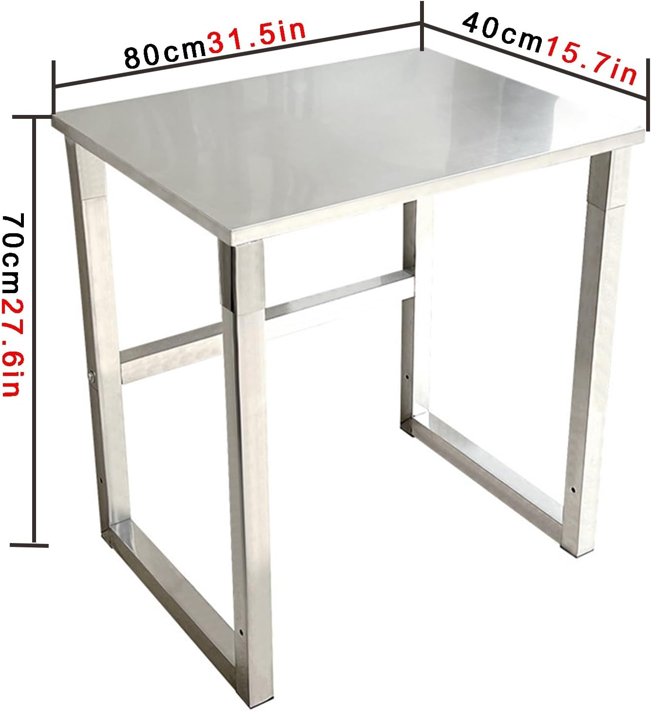 Stainless Steel Workbench Non-Slip Foot Pads Reinforced Crossbeams Load 400kg Single-Tier Kitchen Stainles Steels Work Table Reinforced Screw Connections Suitable for Hotels and Garages