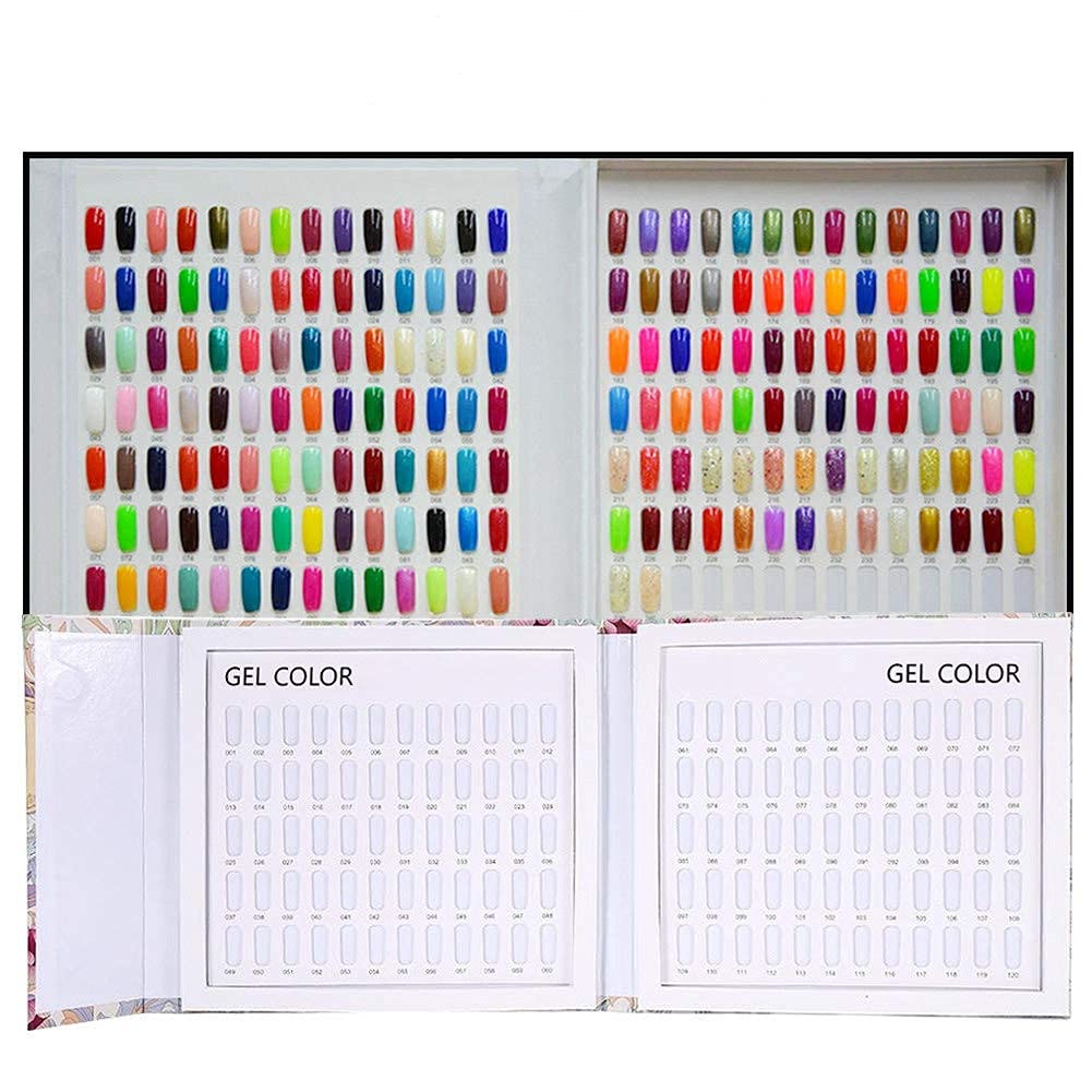 xuuyuu Nail Color Display Chart, 120 Colors Nail Polish Showing Board 2 Styles Professional Salon Nail Art Displaying Book Set (Pattern Cover)