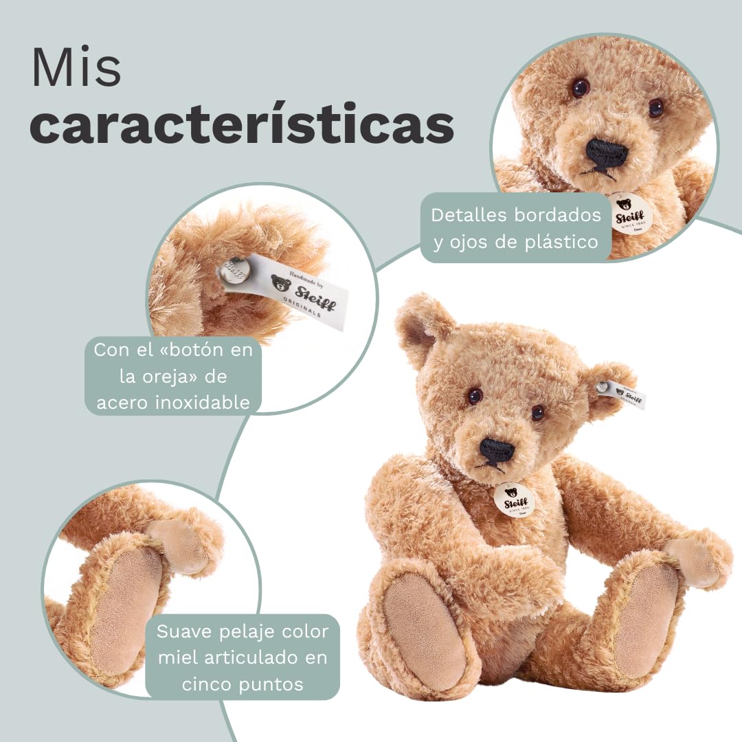 Steiff Peluche Osito Elmar, Peluche Adorable con Ojos de plástico, para niños y niñas, Peluche 32 cm, Beige, 022456