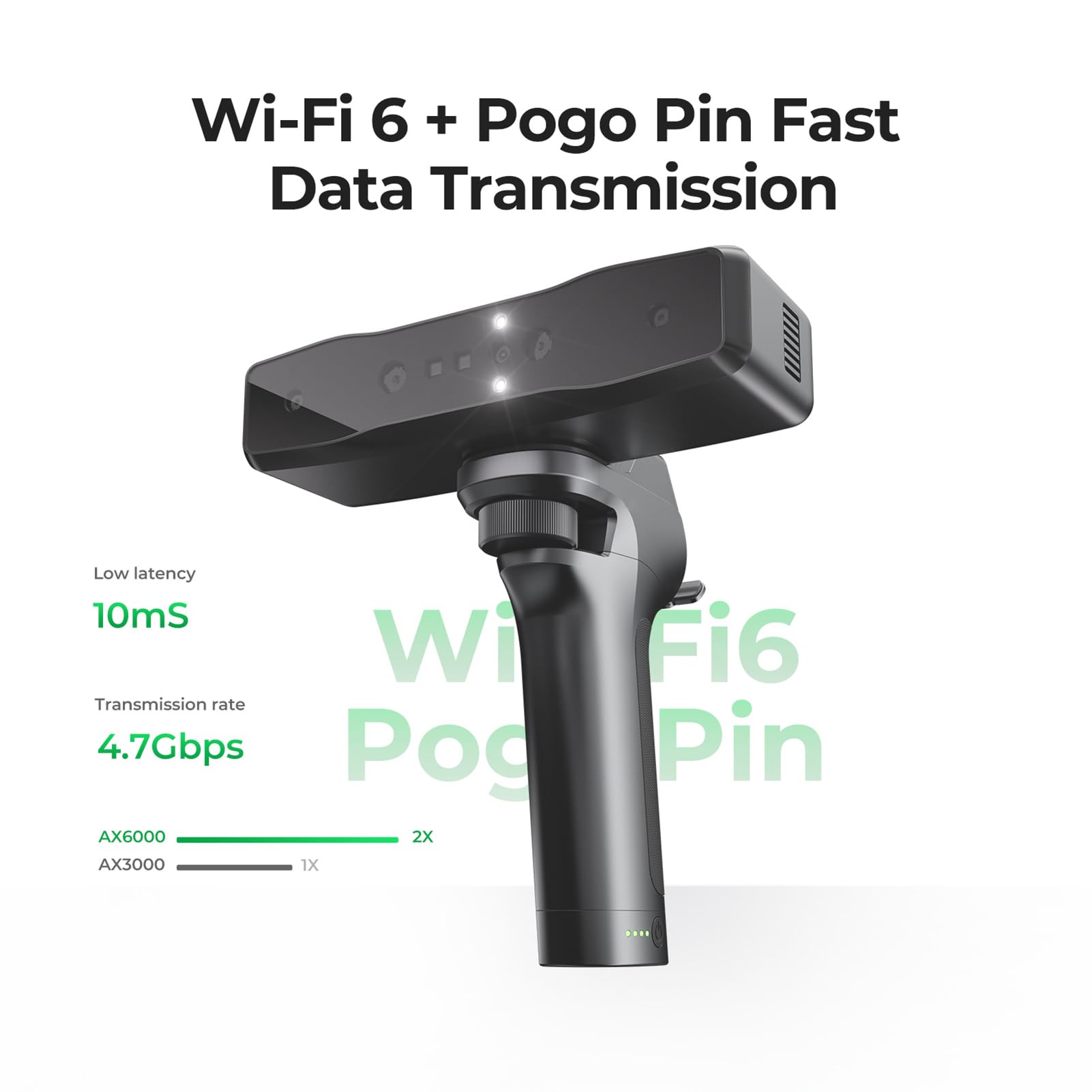 Scanner sans Fil pour 3D avec Suivi Anti-secousse de Précision de 0,05 Mm pour MacOS IOS + Poignée Batterie Numérisation en Extérieur