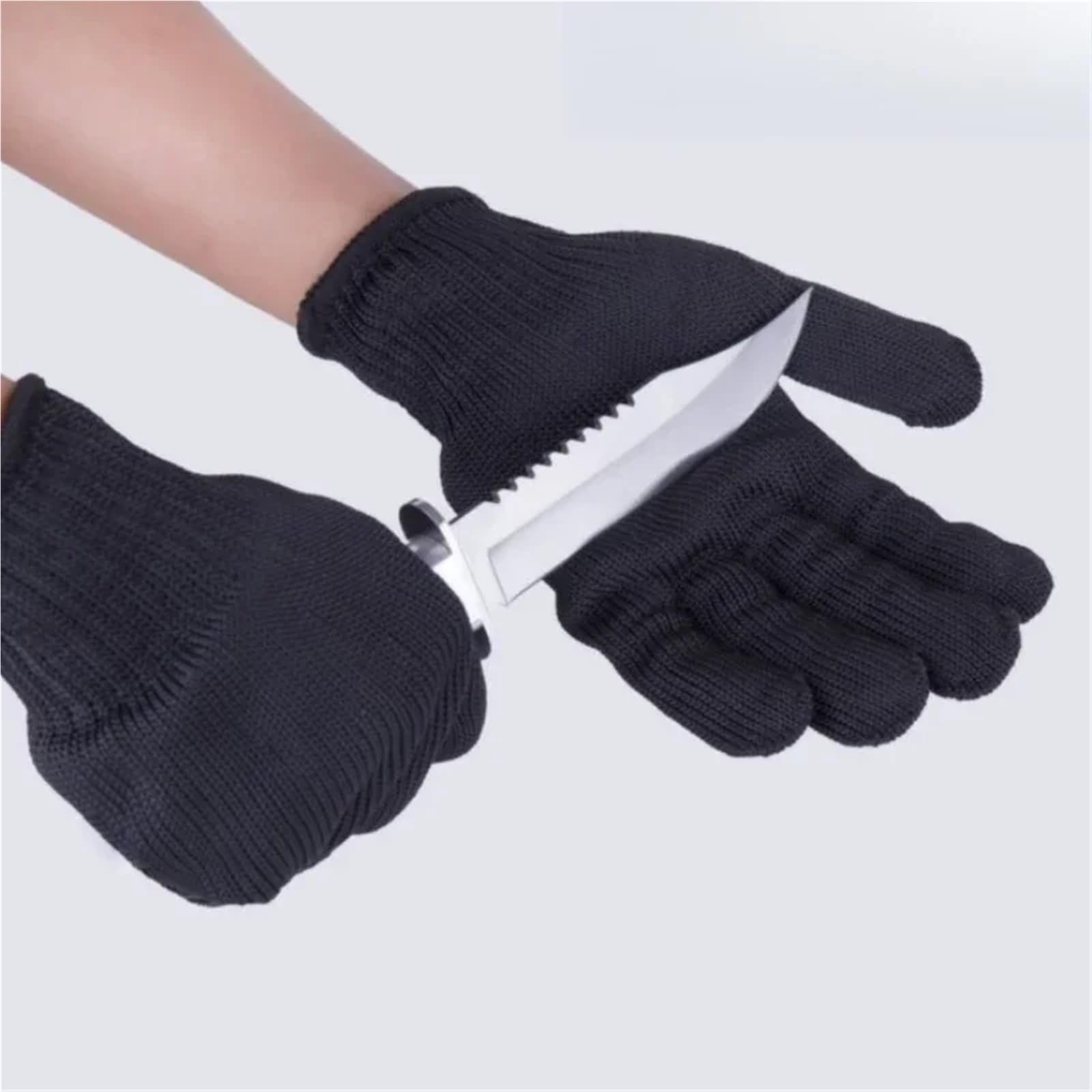 Lot De 2 Gants Anti-coupures, Travail Résistants À L'usure, D'autodéfense Noirs En Maille Métallique Et Fil D'acier - Armure-Prot