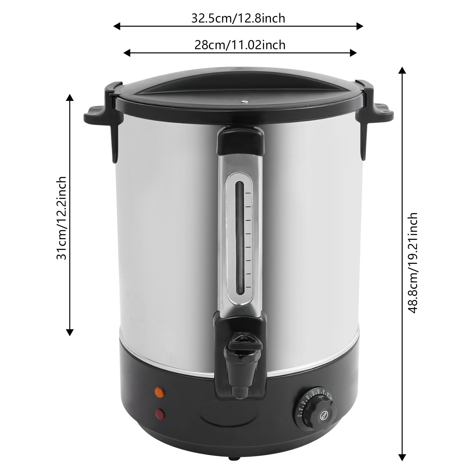 Giciashop Commercial 19L Coffee Pot, High-capacity Electric Heat Preservation Bucket with Scale Markings, Temperature Adjustable, Stainless Steel Hot Water Dispenser for Parties, Hotels (Black)