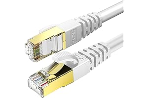 KASIMO CAT 8 Ethernet Cable 1FT White SFTP Internet RJ45 Gold Plated...