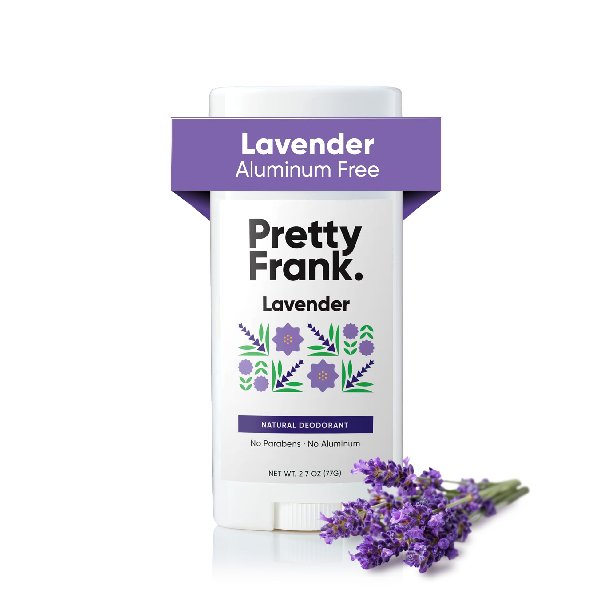 Pretty Frank Natural Aluminum-Free Deodorant Stick, Lavender (1-Pack) | All-Day Odor Control for Women & Men | Effective, Skin Soothing Formula with