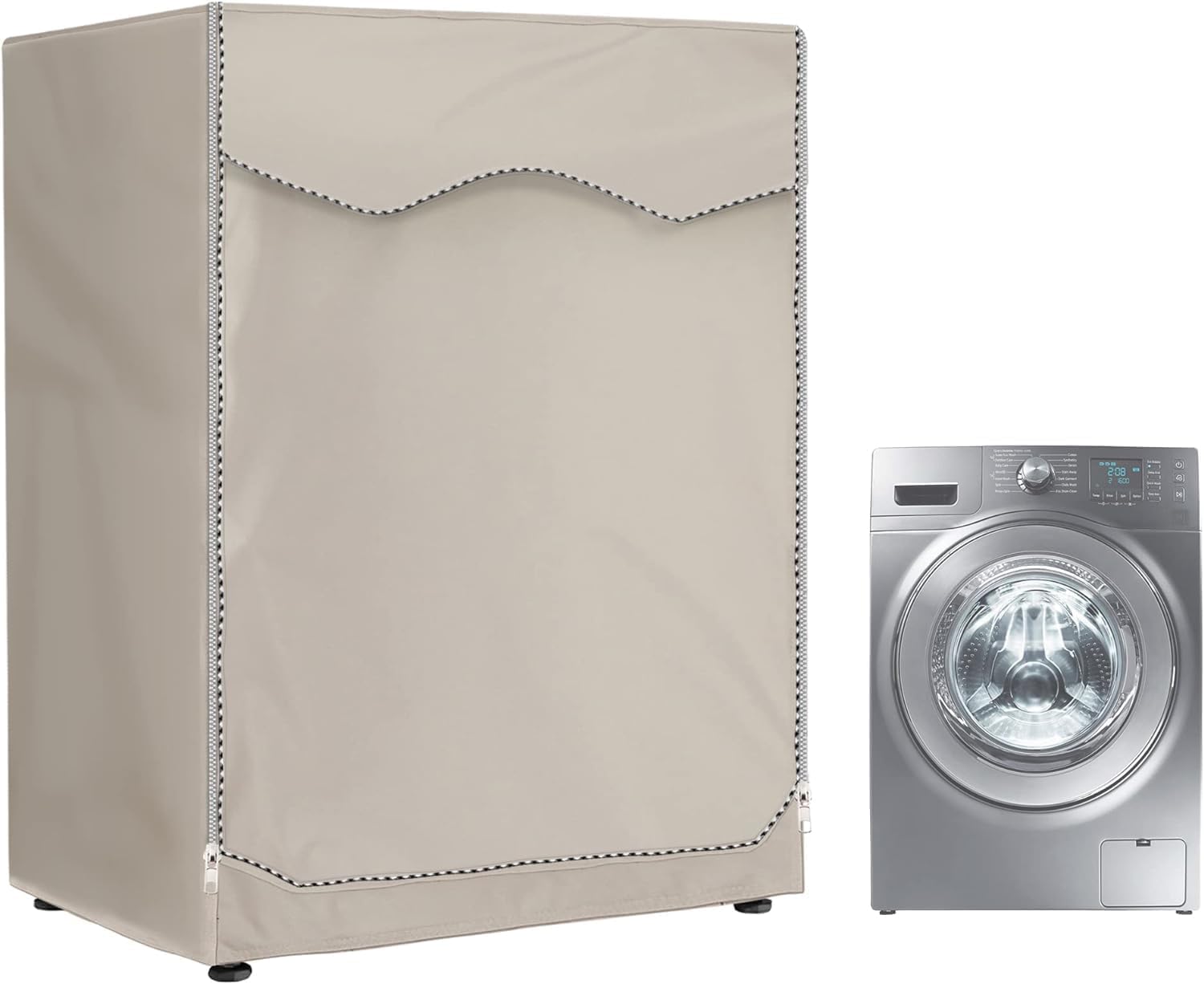 MBOOM Washer Dustproof Cover Front Load Washing Machine Dryer Protector Sunscreen Waterproof Cover (khaki, 27"W x 33"D x 39"H)
