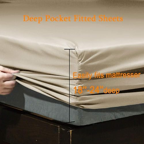 Miniatura 3 de SONORO KATE - Juego de sábanas de microfibra súper suave de 1800 hilos, lujosas sábanas egipcias para colchón de 18 a 24 pulgadas de profundidad,