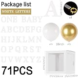 Pudełko na balony na baby shower, 71 szt., dla chłopca i dziewczynki, 4 przezroczyste pudełka z balonami, blok z 33 literami, ONE+BABY + A-Z, 30 balonów imprezowych (biały piasek i złoty) na baby