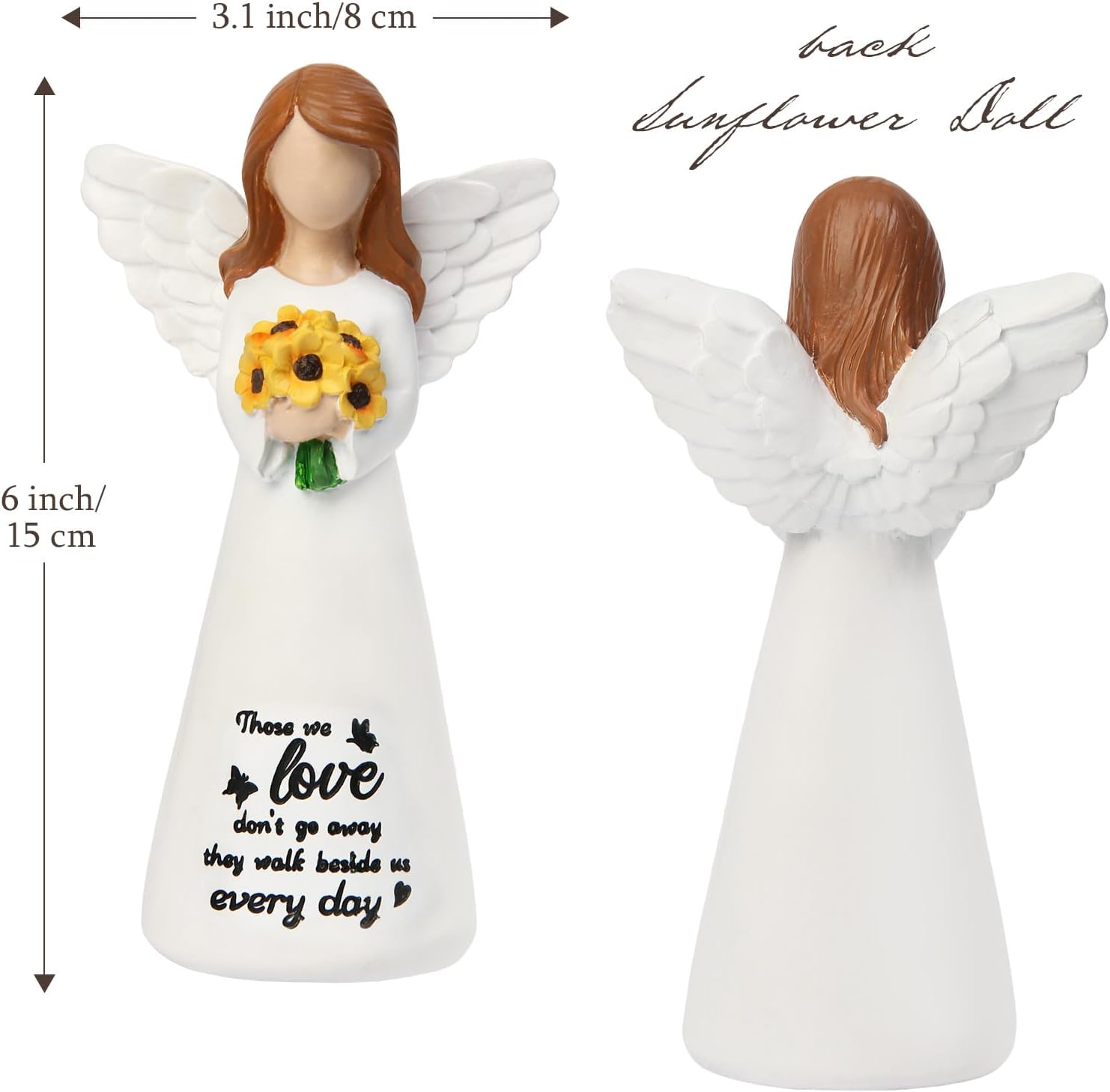 INLOMEM Sympathy Gifts for Loss of Loved One, Remembrance Gifts, Bereavement Gifts, Angel Gifts for Women, Memorial Gift for Loss of Dad Mom Grandmother, Angel Figurines (White) - Image 5