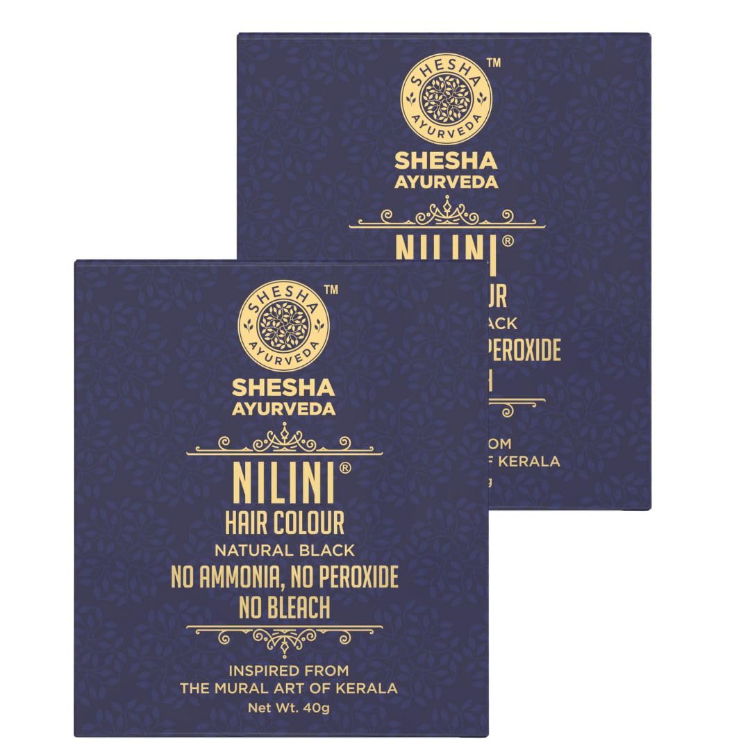 SHESHA NATURALS Shesha Ayurveda Combo Of Ayurveda Nilini Hair Colour-100% Ayurvedic, No Ammonia, No Bleach,No Peroxides, Natural Colour-40G Pack Of 2 (Black)