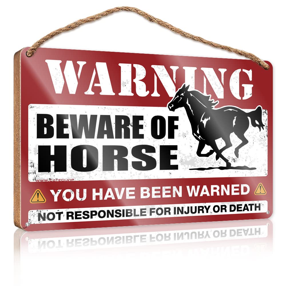 FRINTOXA Quote Wood Plaque Beware Of Horse Wooden Sign(15X28CM)