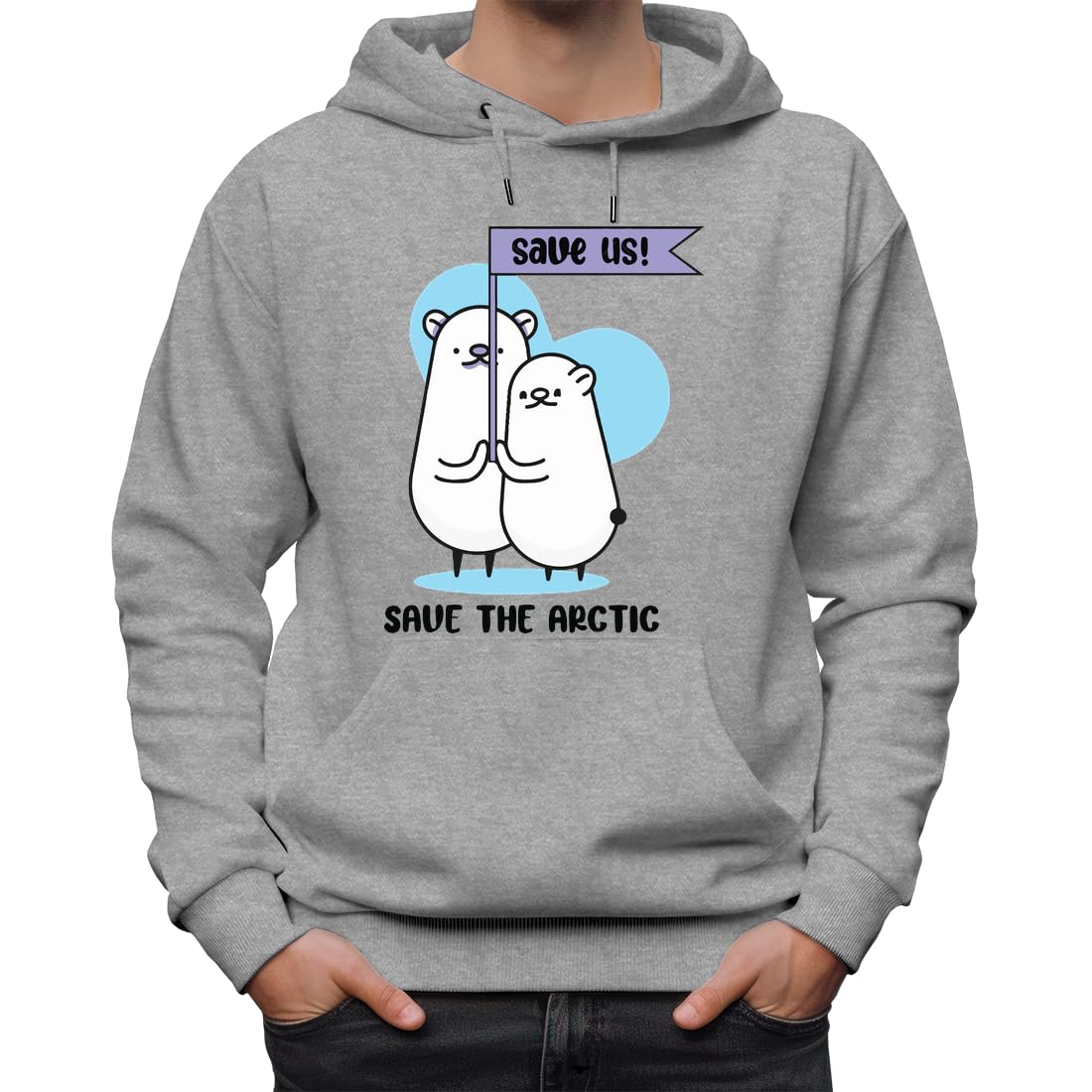 Save The Arctic Save Us klasyczna bluza z kapturem, uniseks dla mężczyzn i kobiet