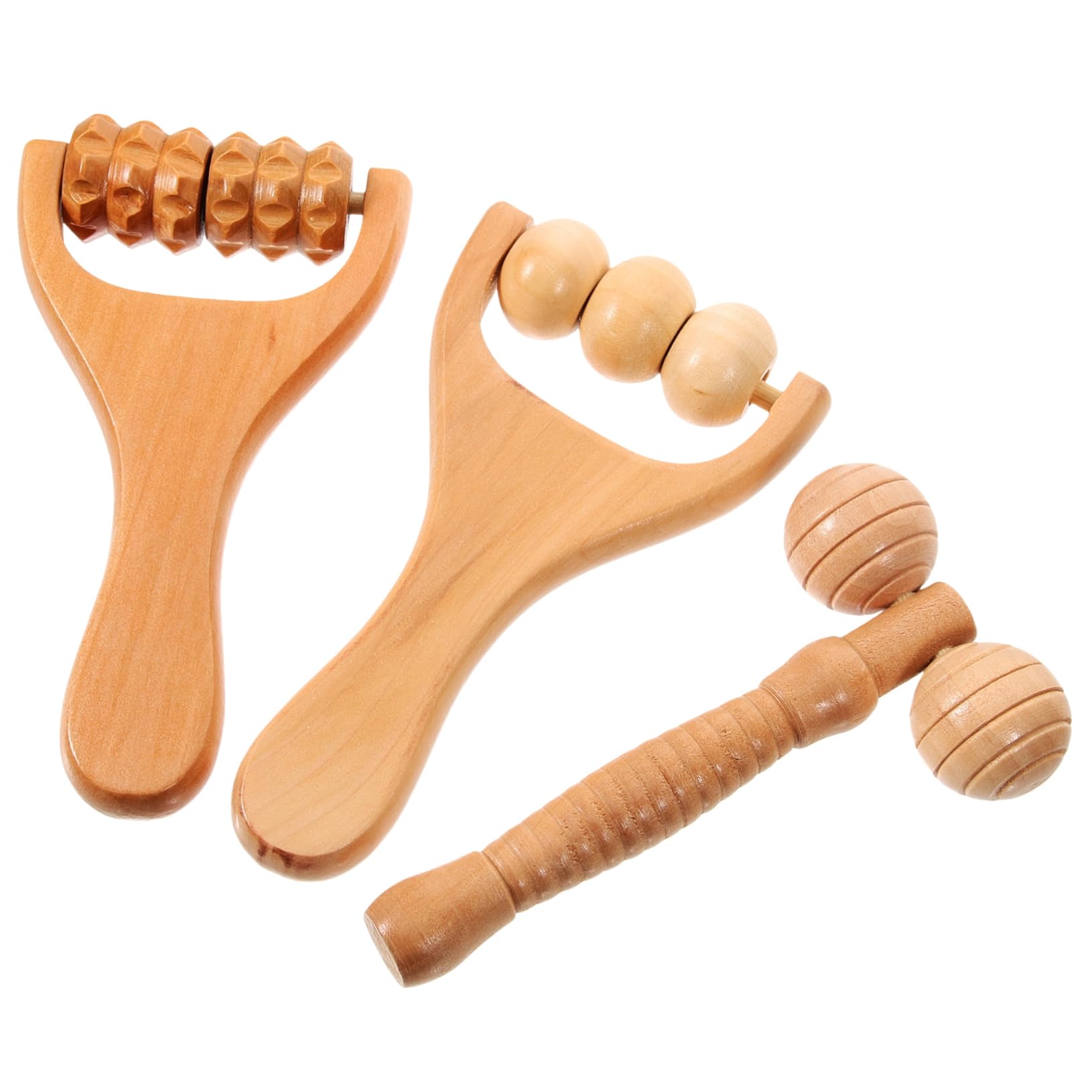 Healvian 12piezas Rodillo De Masaje De Madera Para Espalda y Cuello De Maderoterapia Manual Masajeador De Portátil y Para Casa y