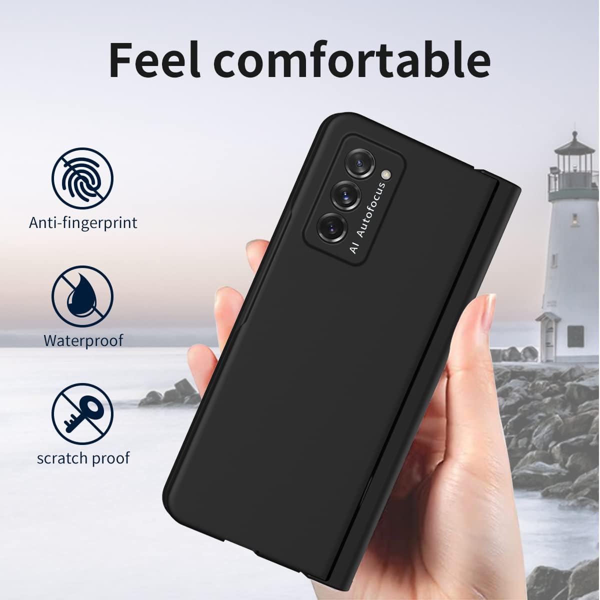 Compatible with Samsung Galaxy Z Fold 2 Case with Built-in Screen Protector & Hinge Protection,Shockproof Hinge Protective Case W Pen & Pen Holder Case for Z Fold 2 Phone Case(Black)