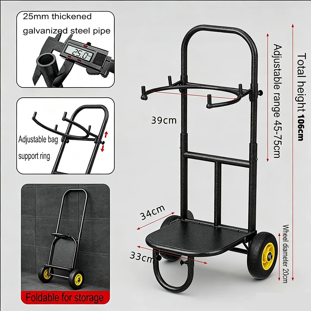 Soporte Ajustable con Ruedas para Sacos De Grano con Estructura De Marco
