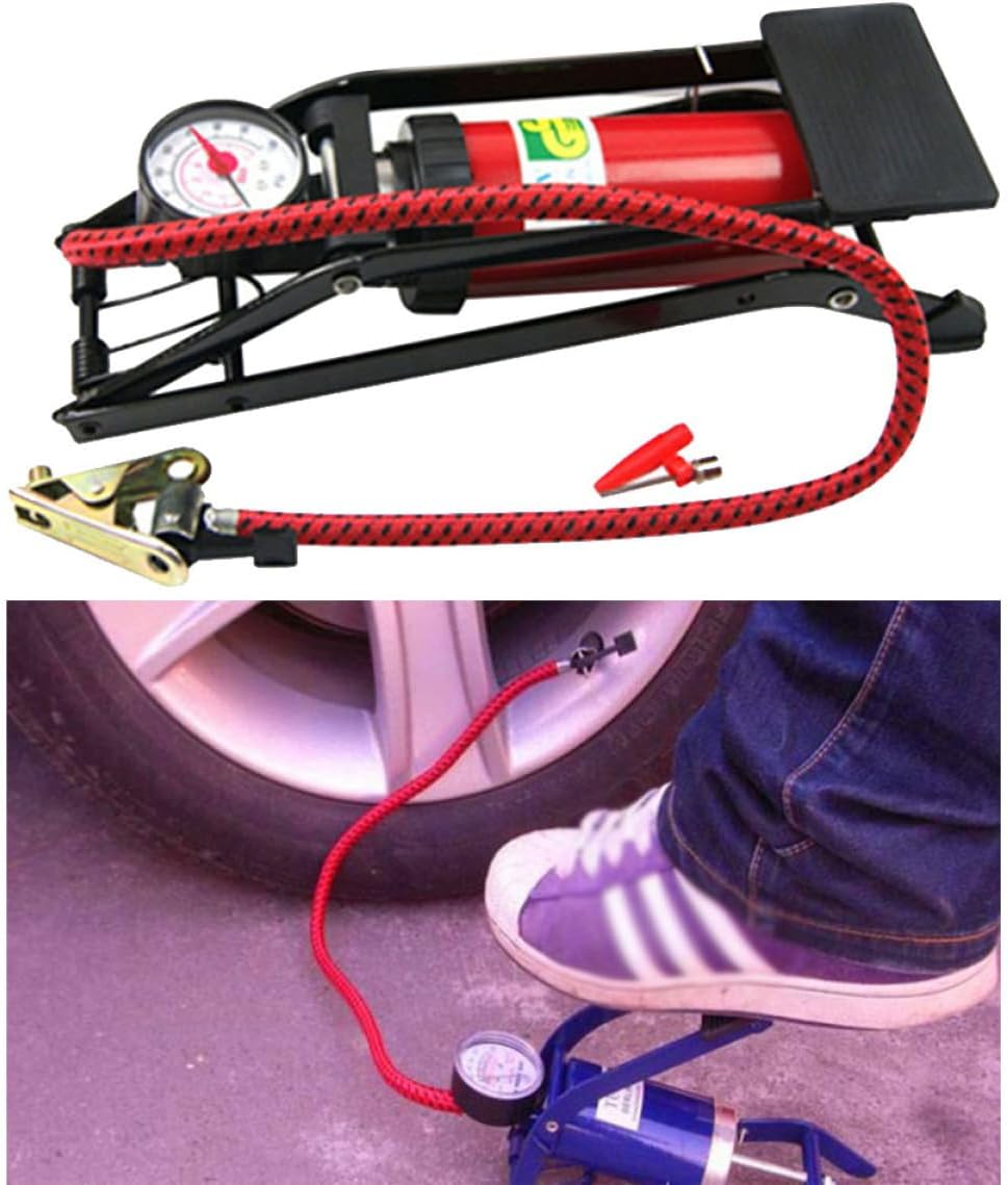 Portable High-Pressure Foot Pump for Vehicles Multi-Functional Tire Inflator Pressure Gauge for Cars Motorcycles and Inflatable Items