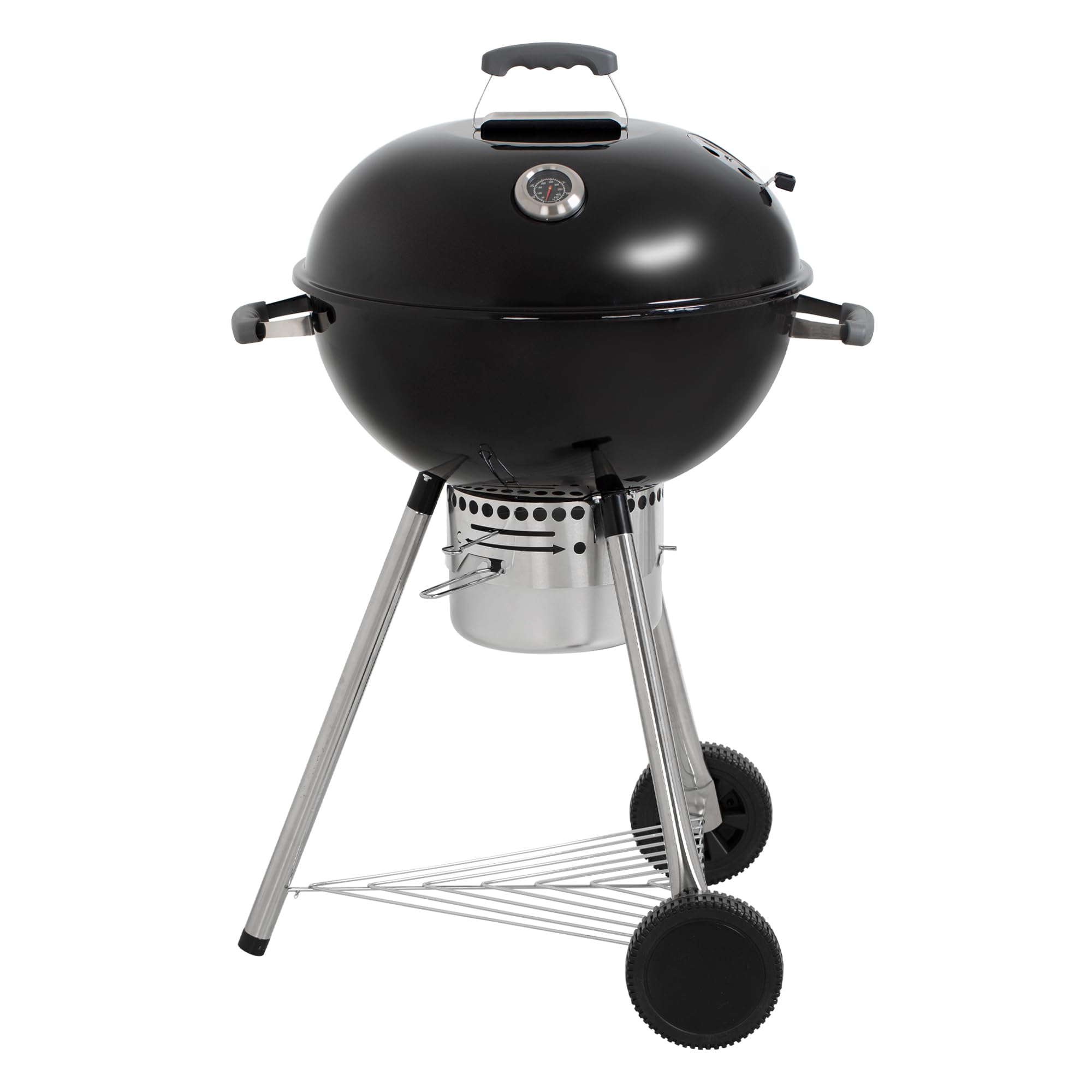 LITTLE BALANCE 3052, Baroud'Fire 570, grill węglowy, z pokrywą i kółkami, 2 kratki ze stali nierdzewnej, termometr, zdejmowany pojemnik na popiół, Ø 54 cm, 8-12 osób, stal emaliowana
