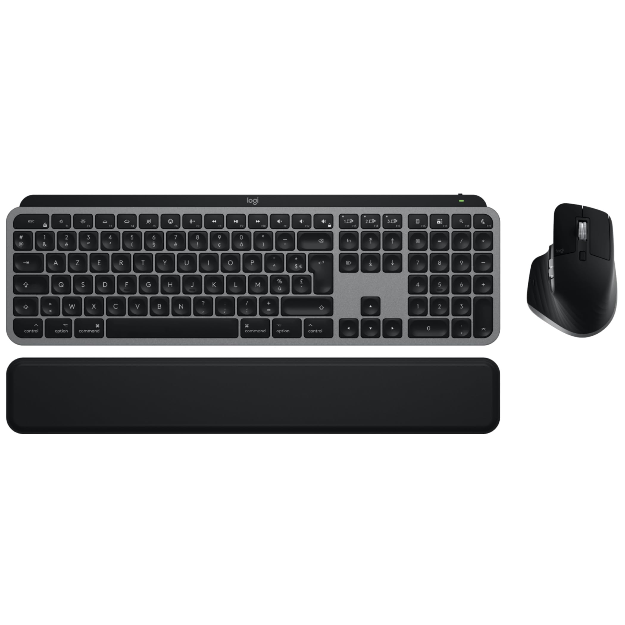 Logitech MX Keys S Combo for Mac Clavier/Souris sans Fil avec Repose-Poignet Clavier Lumineux Souris à Défilement Rapide Bluetooth USB C pour MacBook Pro/MacBook Air/iMac/iPad - AZERTY