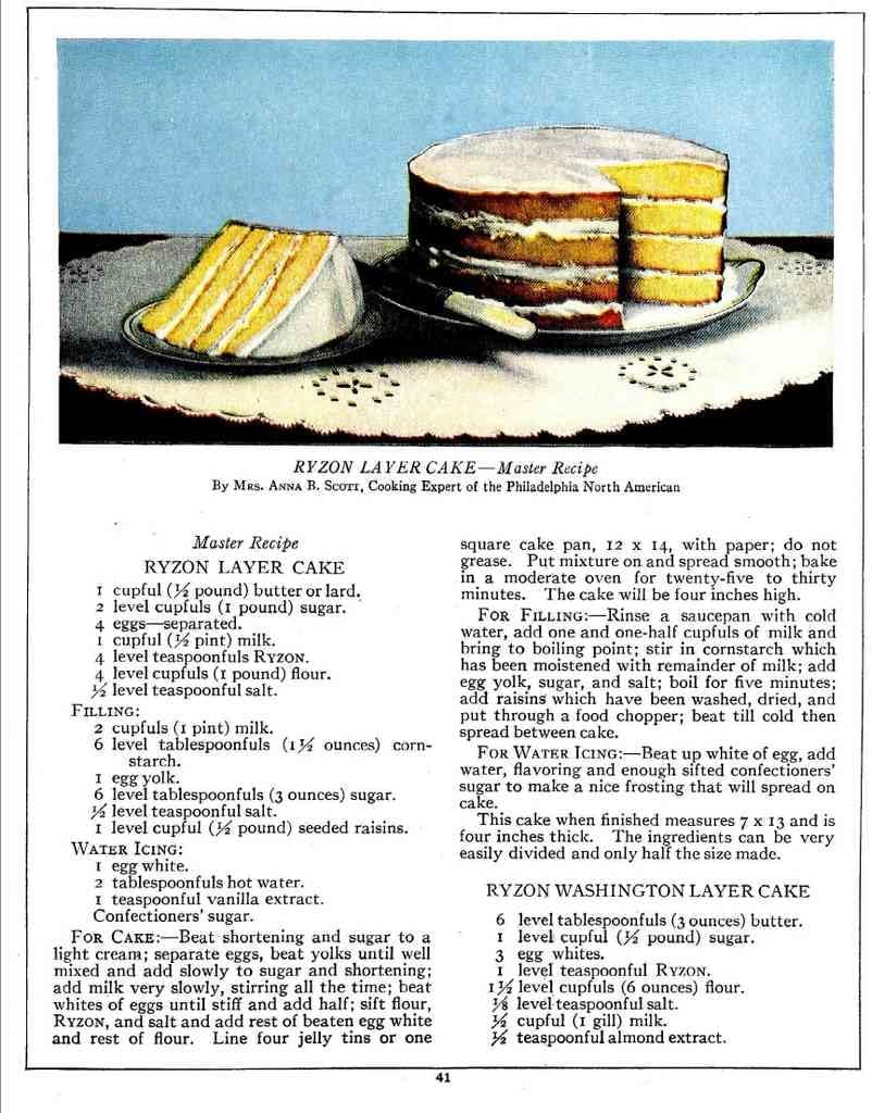 A4 Print Ryzon Baking Book 1917 Layer Cake