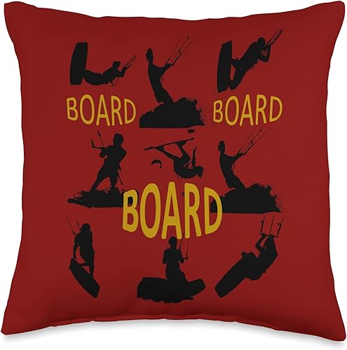 Board Kitesurfer Humor Black Silhouette Throw Pillow, 16x16, Multicolor