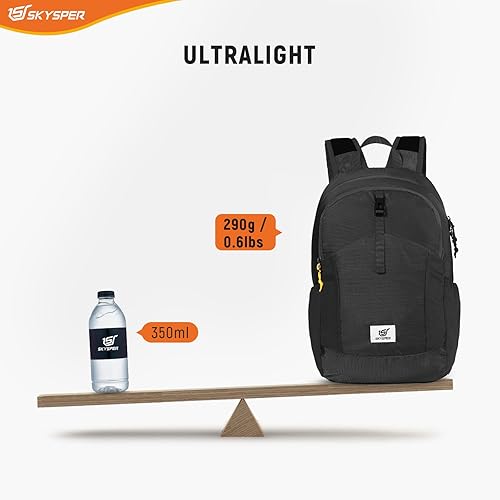 Miniatura 4 de SKYSPER Mochila pequeña de senderismo para hombres y mujeres, 20L RFID, plegable, ultraligera, plegable, mochila de viaje Negro,Verde Armada