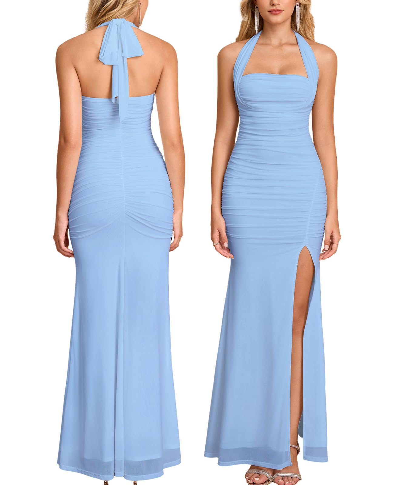 Bodycon Halter Ruched Dress