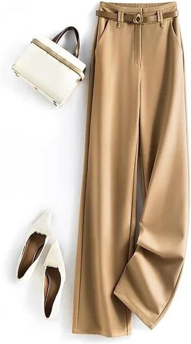 Women's Tailored Work Pants Elastic Waist Long Straight Trousers Casual Office Comfortable Daily Wear