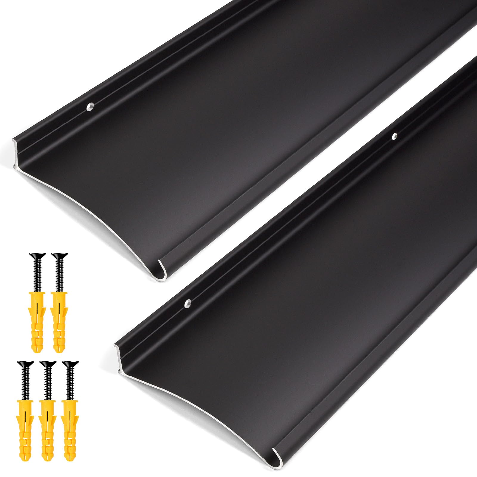 Heneymo 2-Pack 4-Inch Extra-Wide Door Rain Drip Guard Black