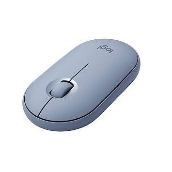 Logitech Pebble M350 Wireless Mouse with Bluetooth or USB - Silent, Slim Computer Mouse with Quiet Click for Laptop, Notebook, PC and Mac - Blue Grey