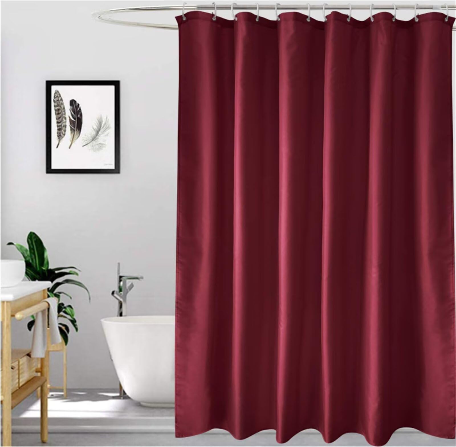 Y-3912 - Cortina de ducha (poliéster, impermeable, 230 x 180 cm), color rojo
