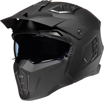 ILM Open Face Motorcycle 3/4 Half Helmet for Men and Women, Vintage Retro Helmet with Visor for Moped ATV Cruiser Scooter DOT Model Z302Matte Black,Small