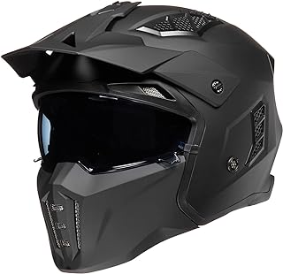 ILM Open Face Motorcycle 3/4 Half Helmet for Men and Women, Vintage Retro Helmet with Visor for Moped ATV Cruiser Scooter DOT Model Z302(Matte Black,Large)